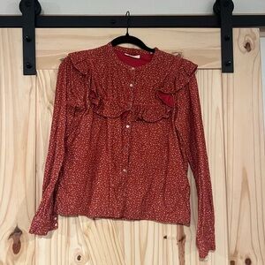 Doen Red Floral Blouse
